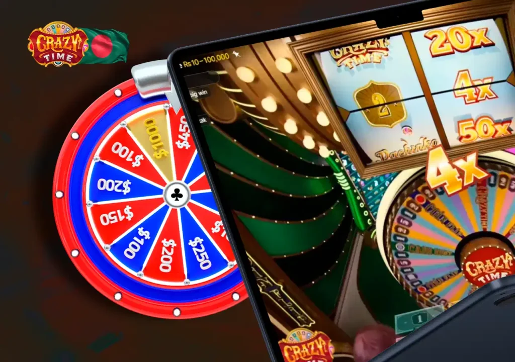 Online casino page with game wheel in the background