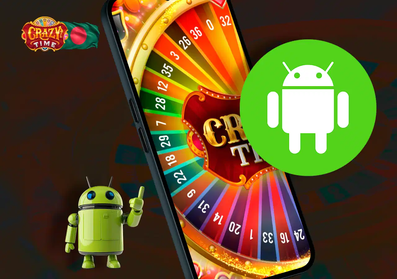 Screenshot of online casino with android robot