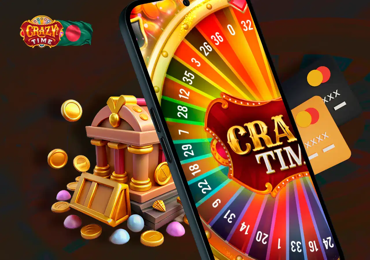 Crazy Time game logo showing money withdrawal facilities